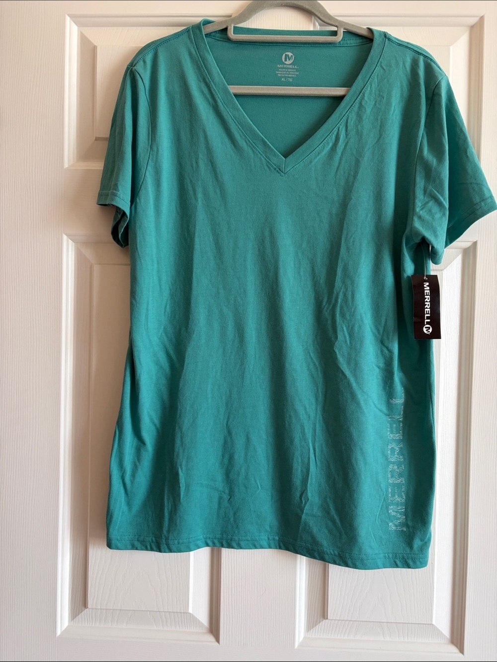 Merrell Women's Teal Short Sleeve V-Neck Performance Tee XL